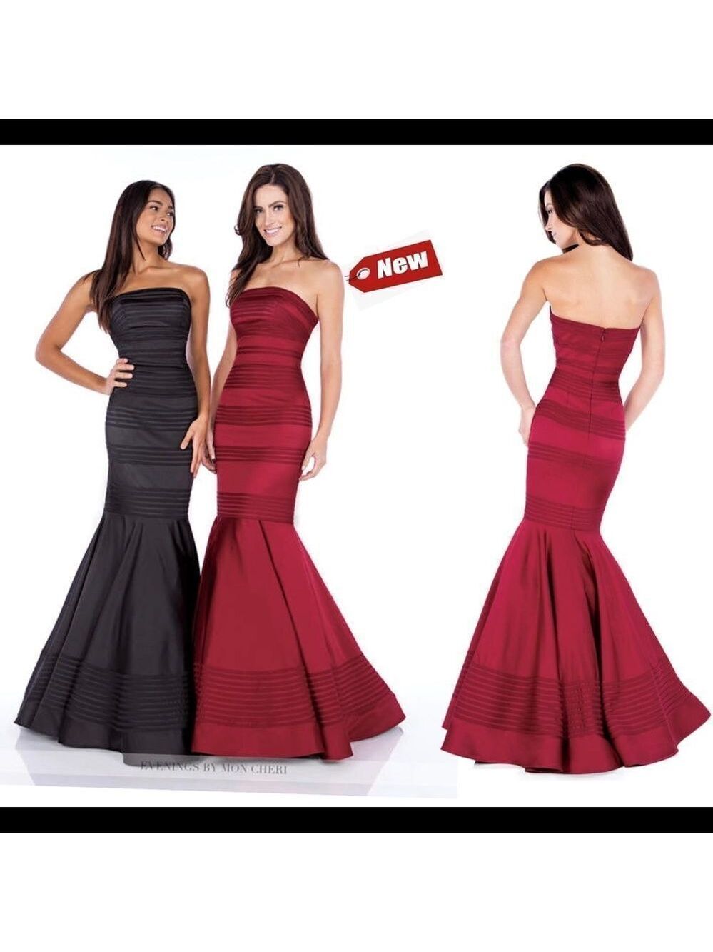 Evenings By Mon Cheri red mermaid strapless evening prom grad bridesmaid gown🔥